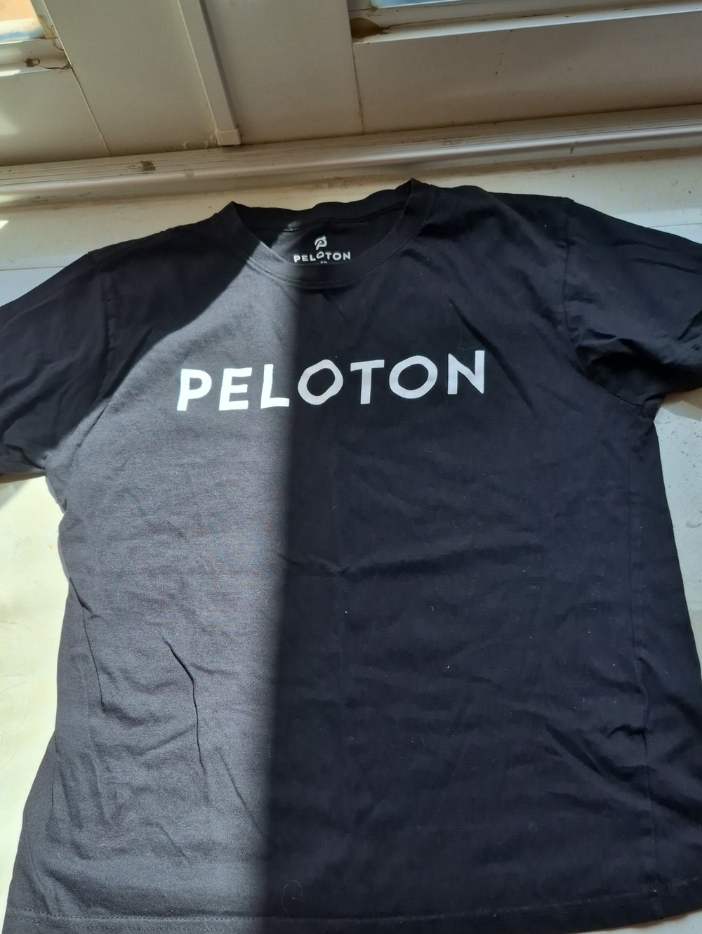 Peloton Black Crewneck T-Shirt with White Logo Xs